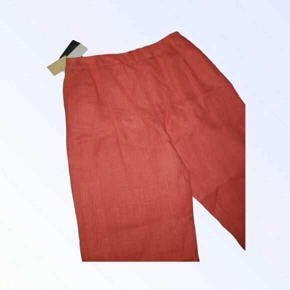 Women's Harve Benard Coral Linen Capri Pants Size 10P wide Leg - Picture 5 of 7